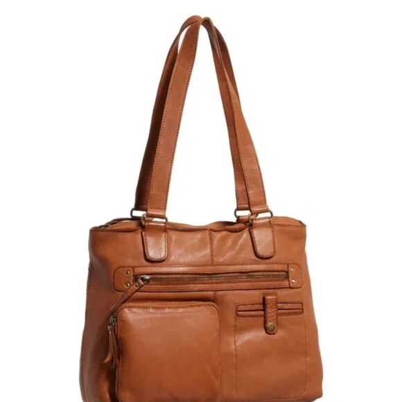 Marta Ponti East West Shoulder Bag Tan Leather Tote Bag - Picture 2 of 13